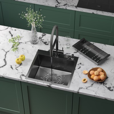 Мойка кухонная Roxen Simple с коландером и дозатором 50х48